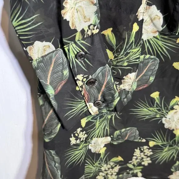 Madisonne Sheer peplum ruffle shirt dress sheer green/black Medium $69 - Picture 10 of 11